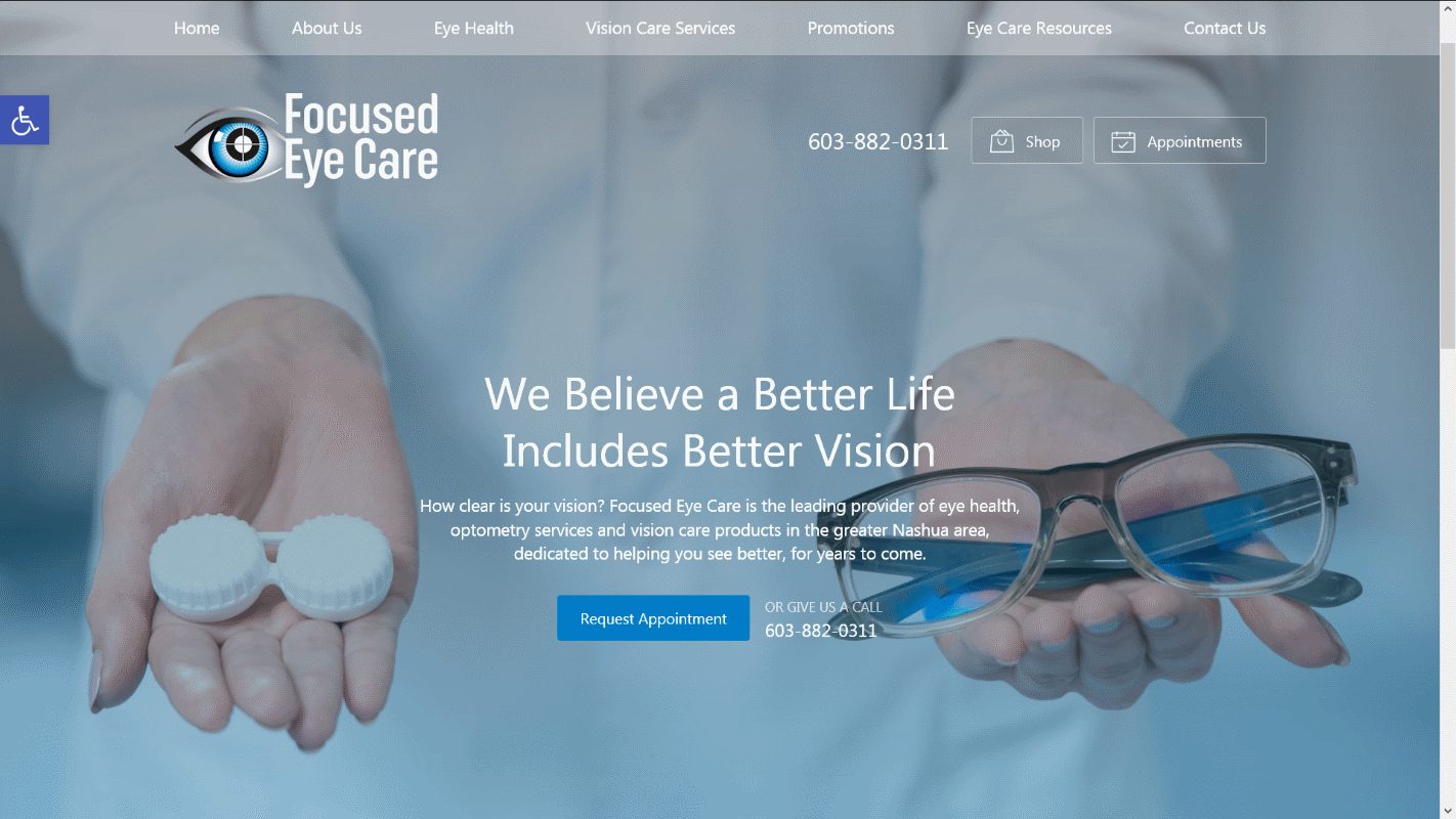 Focused Eye Care Website Sample